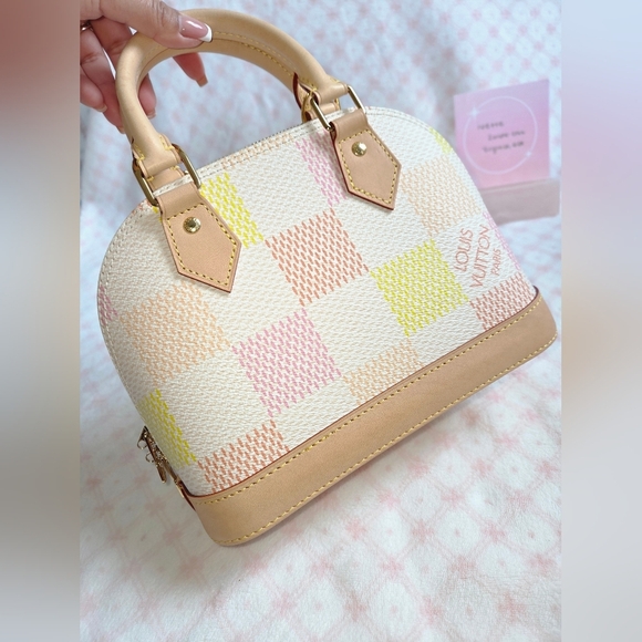 Louis Vuitton Giant Damier Top Handle Bag | Neutral Coated Canvas | Authentic - Picture 2 of 13